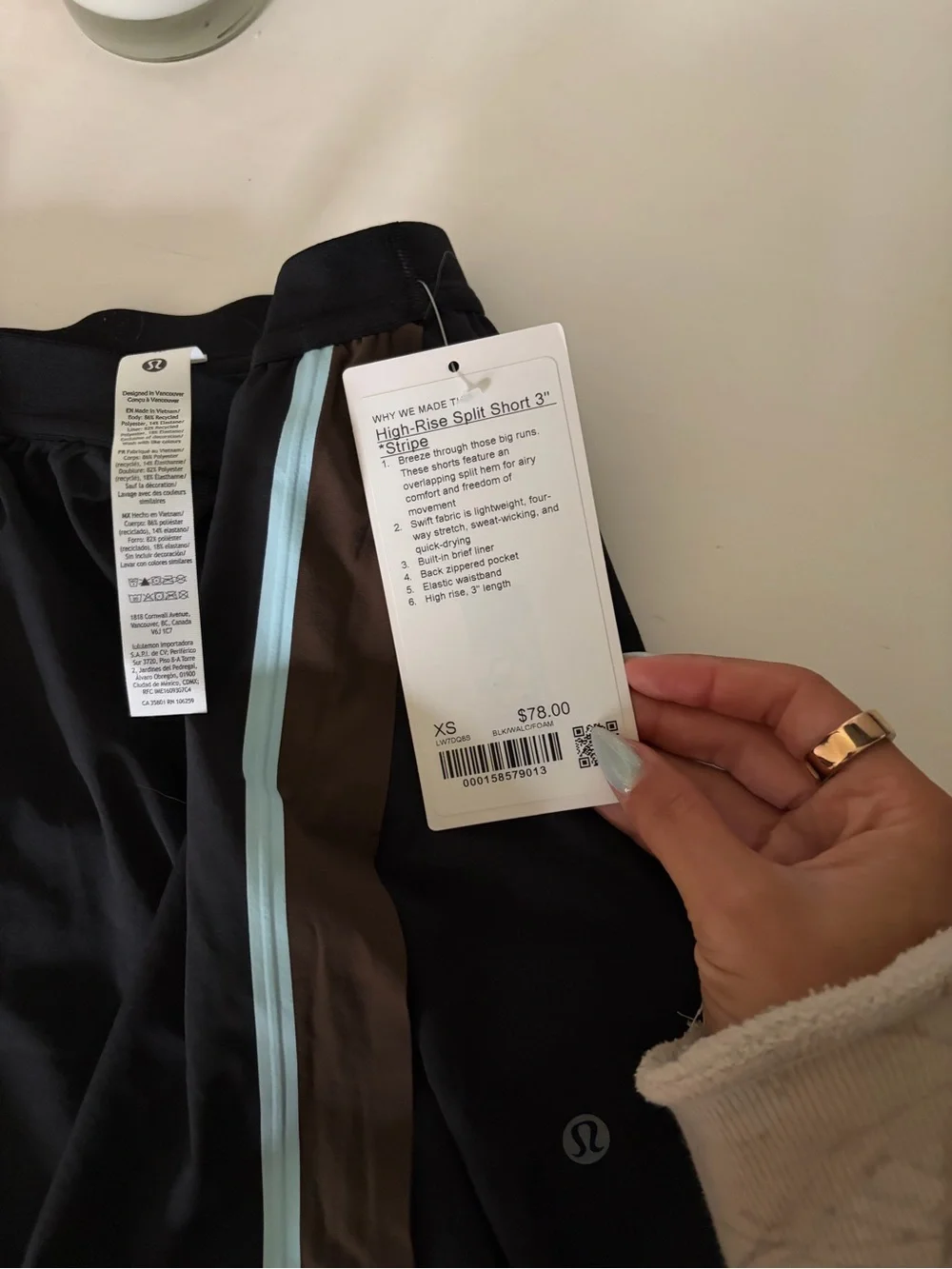 NWT High-Rise Split Short 3" Stripe - Picture 4 of 7